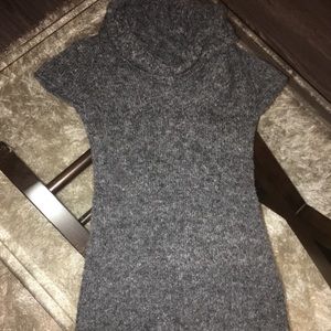 Fuzzy gray cowl neck sweater